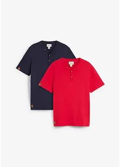 Henley shirt, korte mouw (set van 2) van biologisch katoen, bonprix