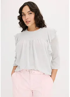 3/4 mouw volant shirt met lurex, bonprix