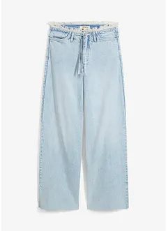 Wide leg jeans met franjes aan de zijkanten, mid waist, bonprix