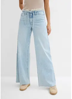 Wide leg jeans met franjes aan de zijkanten, mid waist, bonprix