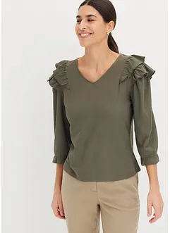 Shirt met structuur en volants, bonprix