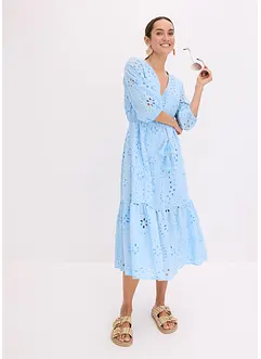 Midi jurk met broderie anglaise, bonprix