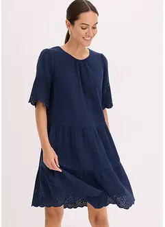 Mousseline jurk met broderie anglaise, bonprix