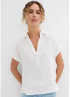 Blouse met korte mouwen van luchtige mousseline, bonprix