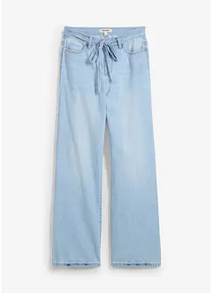 Wide leg jeans mid waist, riem, bonprix