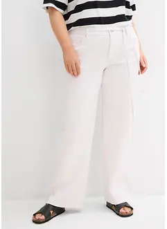 Wide leg jeans mid waist, riem, bonprix