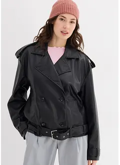 Cropped trenchcoat van imitatieleer, bonprix