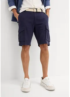 Cargo bermuda met linnen en riem, regular fit, bonprix