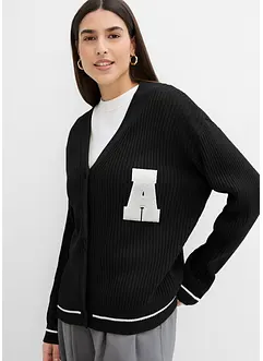 Oversized gebreid vest met borduursel, bonprix