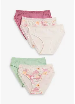 Maxislip met biologisch katoen en kant ( set van 5), bonprix