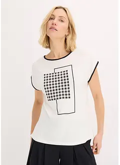 Shirt met opvallende print en biezen in een contrastkleur, bonprix