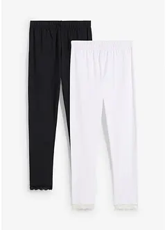 Legging met kanten zoom (set van 2), bonprix