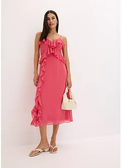 Midi jurk van chiffon met volants, bonprix