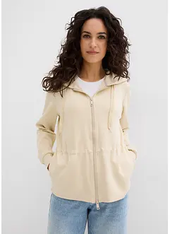 Sweatvest met capuchon en elastiek, bonprix