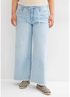 Wide leg jeans met franjes aan de zijkanten, mid waist, bonprix