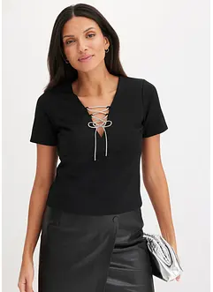 Cropped shirt met glitter strikjes, bonprix