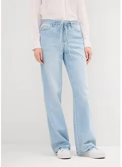 Wide leg jeans mid waist, riem, bonprix