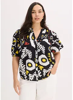 Crinkle blouse met smokwerk van soepele viscose, bonprix