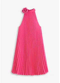 Jurk van fijn chiffon met plissé en bloemenapplicatie, bonprix