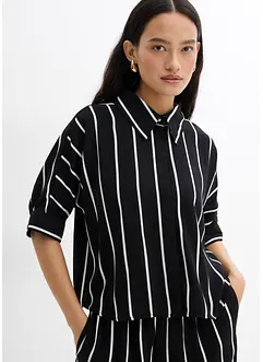 Blouse met korte mouwen van gestructureerde crêpe, bonprix