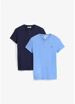 Henley shirt met korte mouw van biologisch katoen (set van 2), bonprix