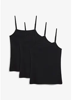 Spaghetti top met biologisch katoen (set van 3), bonprix