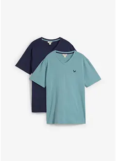 T-shirt met V-hals van biologisch katoen (set van 2), bonprix