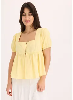 Blouse met pofmouwen en knopen, bonprix