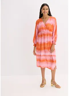 Midi jurk van satijn met batik-print, bonprix