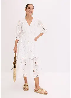 Midi jurk met broderie anglaise, bonprix