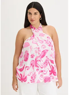 Blousetop met halternek van gestructureerde viscose, bonprix