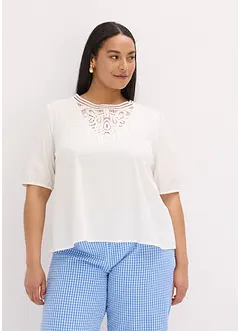 Blouse met korte mouwen en kant, bonprix