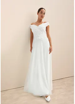 Trouwjurk met carmenhals en kant, bonprix