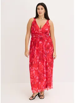 Gedessineerde maxi jurk van zacht mesh, bonprix