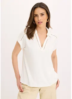 Poloshirt van viscose met kanten inzetstuk, bonprix
