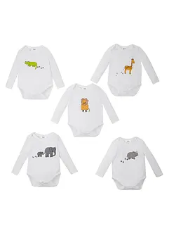 Baby rompertje met lange mouwen (set van 5) van biologisch katoen, bonprix