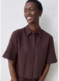 Cropped overhemdblouse met zijde, bonprix