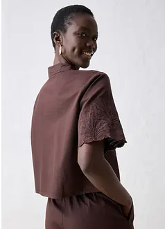 Cropped overhemdblouse met zijde, bonprix