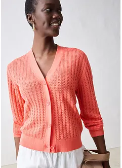 Ajour-vest met linnen, bonprix