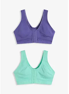 Bh met voorsluiting zonder beugel van biologisch katoen (set van 2), bonprix