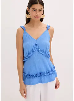 Top met spaghettibandjes en ruches, bonprix