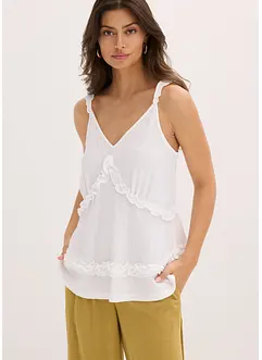 Top met spaghettibandjes en ruches, bonprix