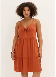 Jurk met spaghettibandjes en knoopdetail, bonprix