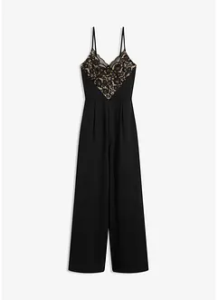 Jersey jumpsuit met kant, bonprix