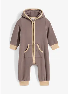 Baby fleece jumpsuit met capuchon, bonprix