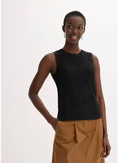 Gebreide ajour top met lurex, bonprix