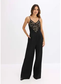 Jersey jumpsuit met kant, bonprix