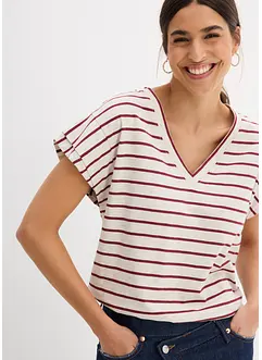 Gestreepte shirt met volantmouwen, bonprix