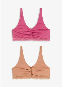 Bralette met katoen en kant (set van 2), bonprix
