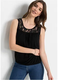 Top met kant in een viscosemix, bonprix